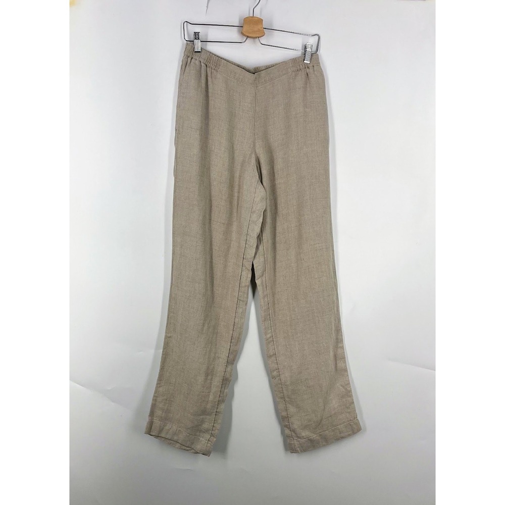 J. Jill 100% Linen Straight Leg Trousers Elastic Back Waist Pants Womens Size XS